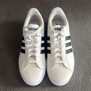 Adidas Men's White Sneakers with Black Accents